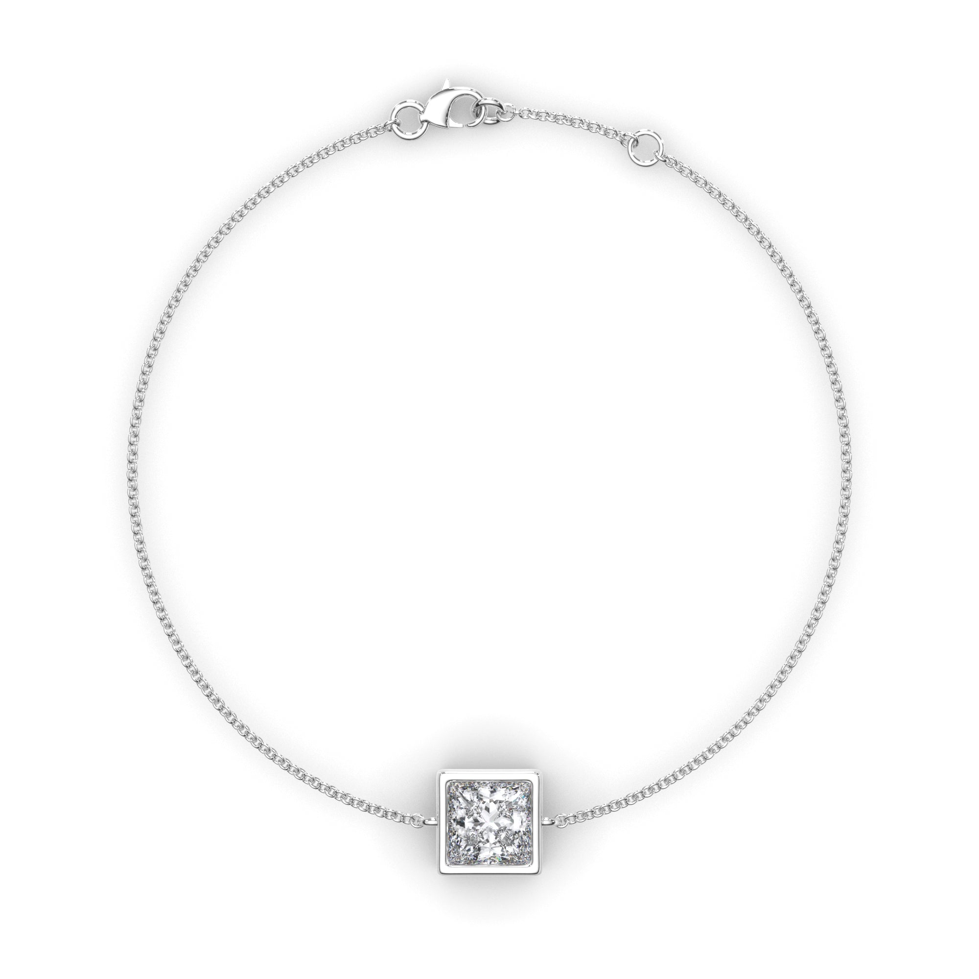 Princess Cut Diamond Bezel Set Bracelet