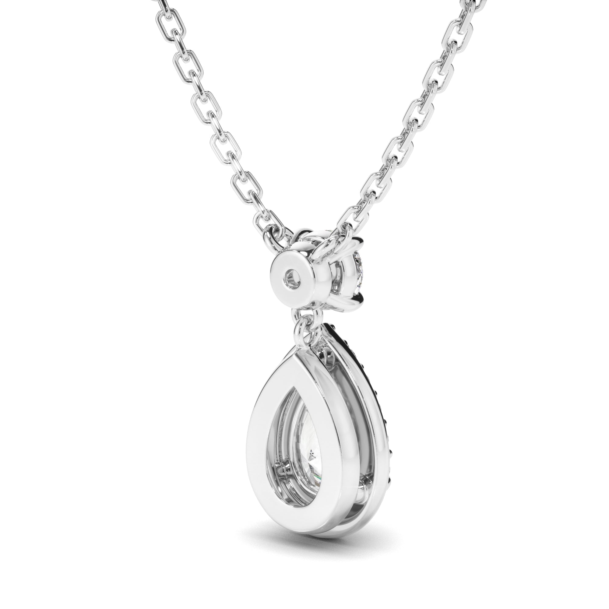 Pear Cut Diamond Halo Drop Pendant