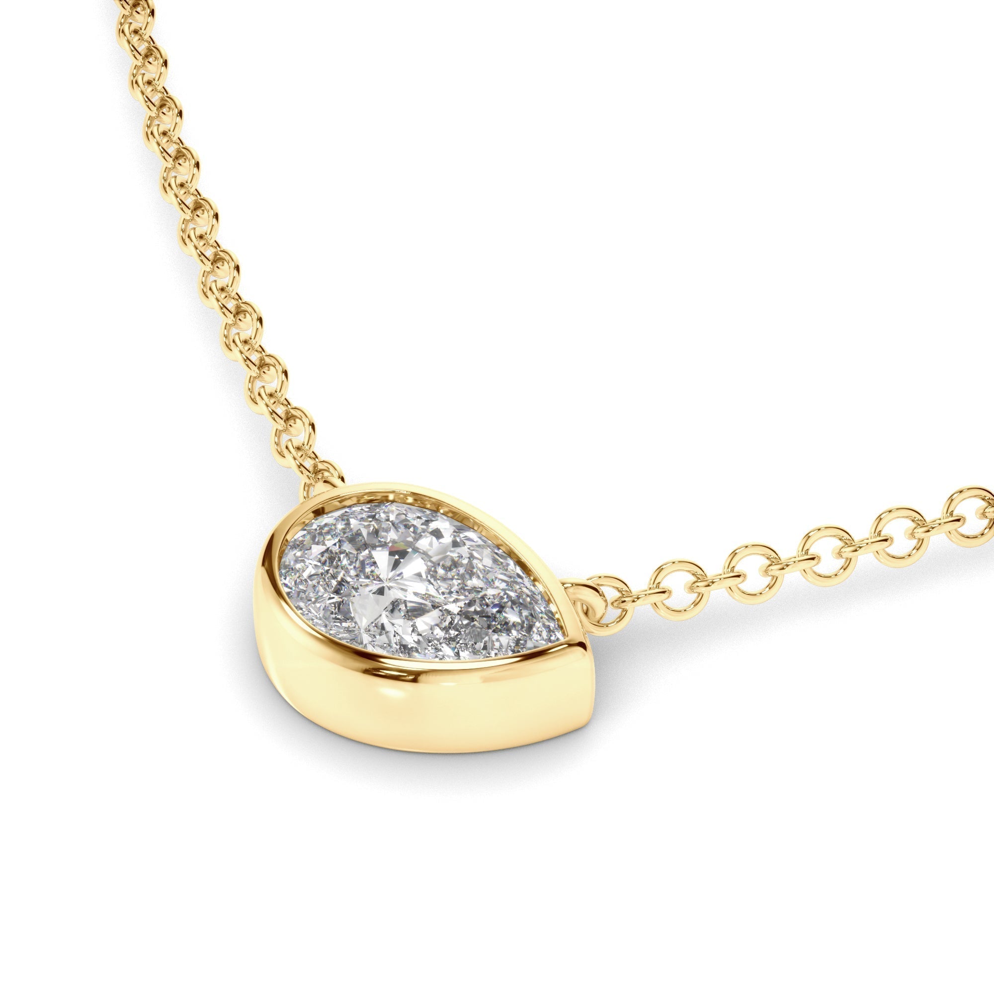 East West Pear Cut Diamond Bezel Set Necklet