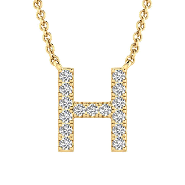 9ct Yellow Gold Diamond Initial 'H' Necklace
