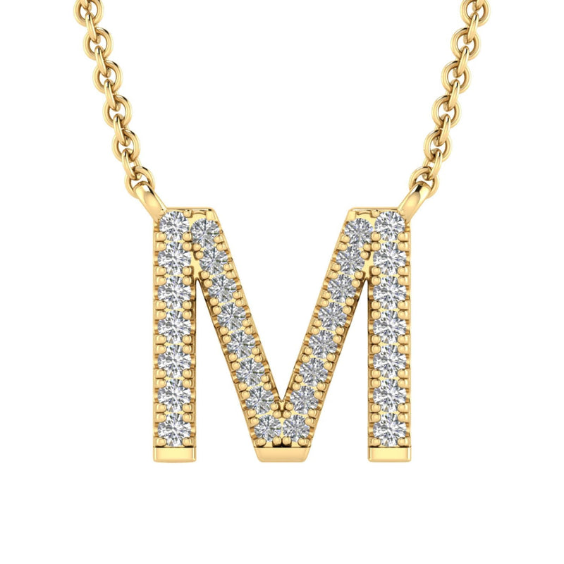 9ct Yellow Gold Diamond Initial 'M' Necklace