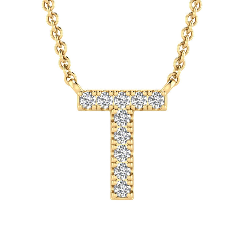 9ct Yellow Gold Diamond Initial 'T' Necklace