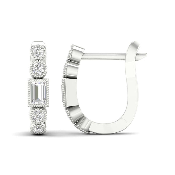 Diamond Vintage Inspired Huggies 9ct White Gold