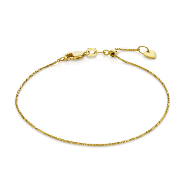 9ct Yellow Gold Adjustable 0.8mm Magic Wheat Link Bracelet