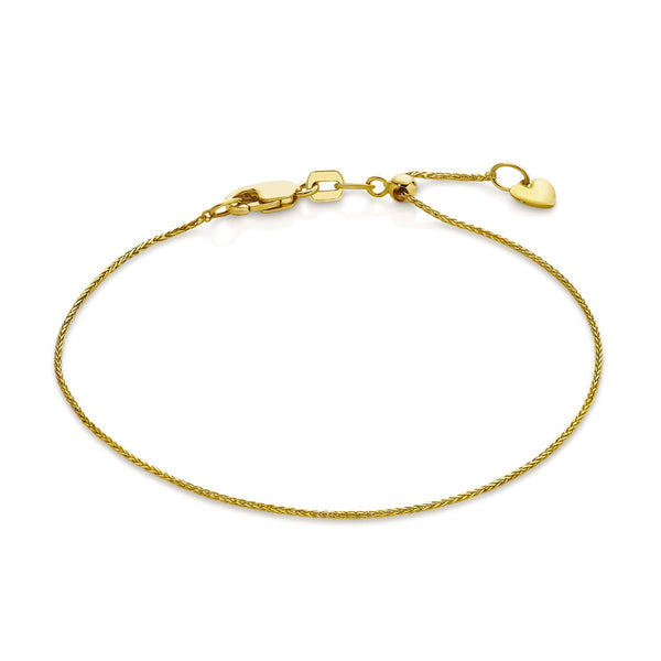 9ct Yellow Gold Adjustable 0.8mm Magic Wheat Link Bracelet