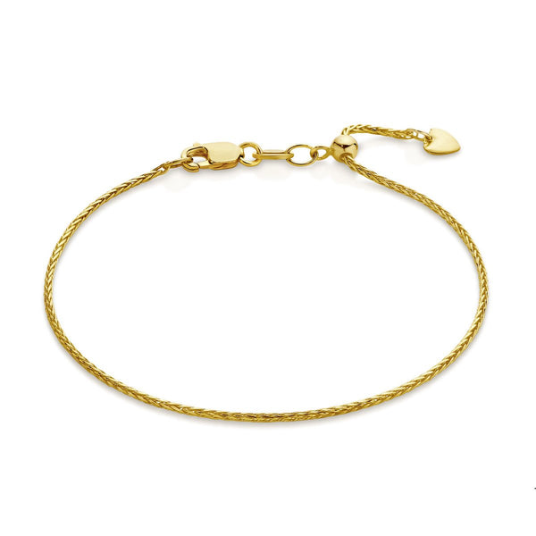 9ct Yellow Gold Adjustable 1.2mm Magic Wheat Link Bracelet