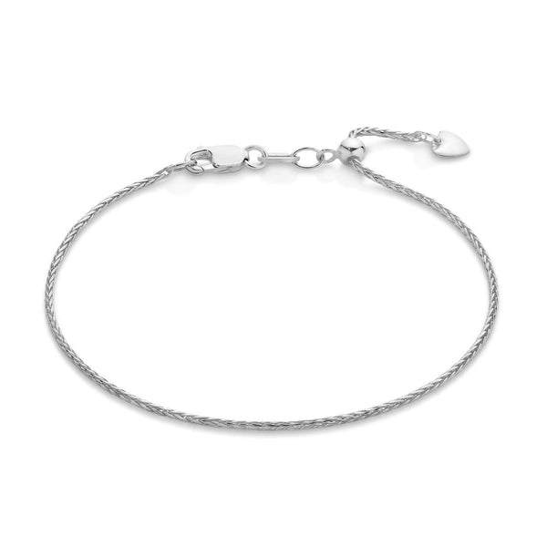 9ct White Gold Adjustable 1.2mm Magic Wheat Link Bracelet