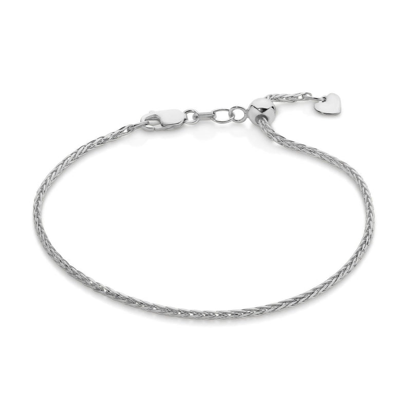 9ct White Gold Adjustable 1.7mm Magic Wheat Link Bracelet