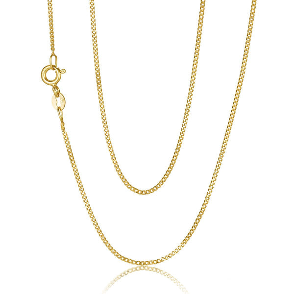 9ct Yellow Gold 2 Sided 1.2mm Curb Link Chain