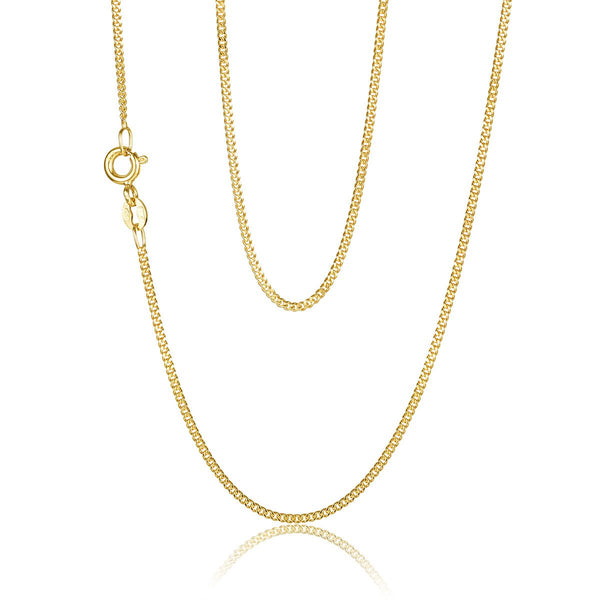 9ct Yellow Gold 2 Sided 1.3mm Curb Link Chain