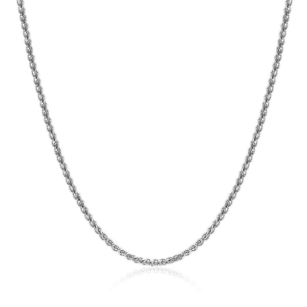 9ct White Gold 55cm Diamond Cut 1.7mm Wheat Link Chain