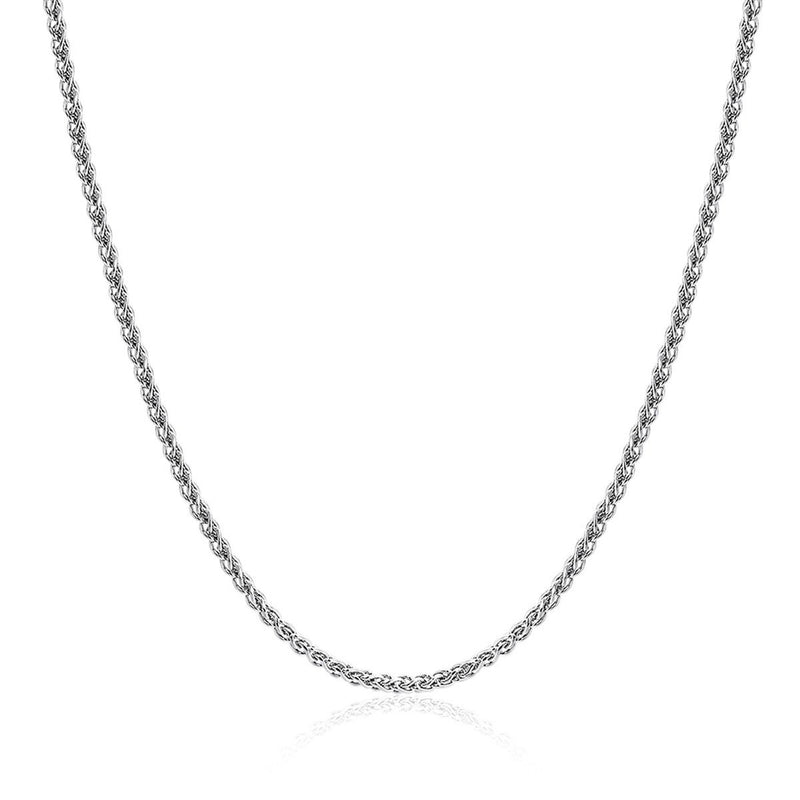 9ct White Gold 55cm Diamond Cut 1.7mm Wheat Link Chain