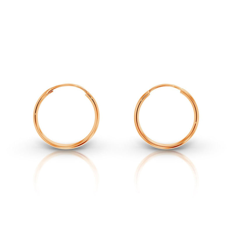 9ct Rose Gold 15mm Plain Sleeper Earrings