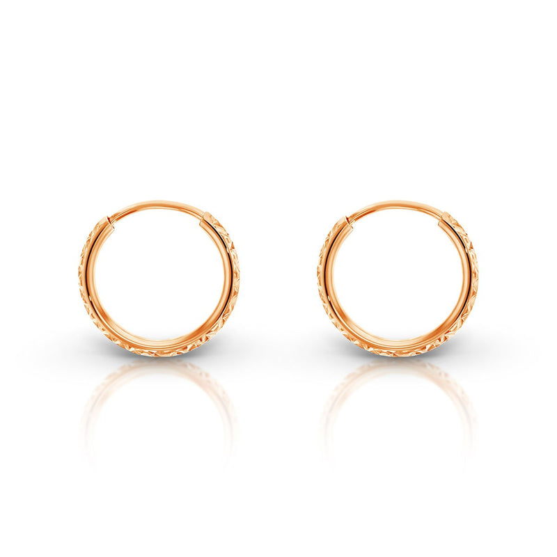 9ct Rose Gold 10mm Diamond Cut Sleeper Earrings