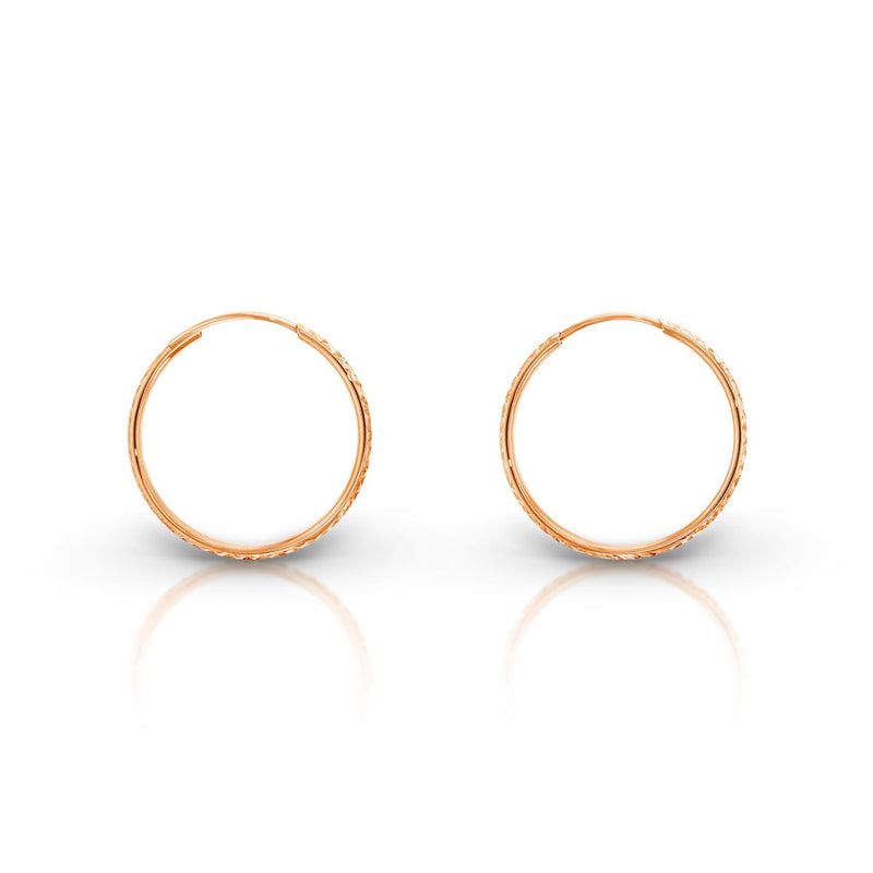 9ct Rose Gold 20mm Diamond Cut Sleeper Earrings