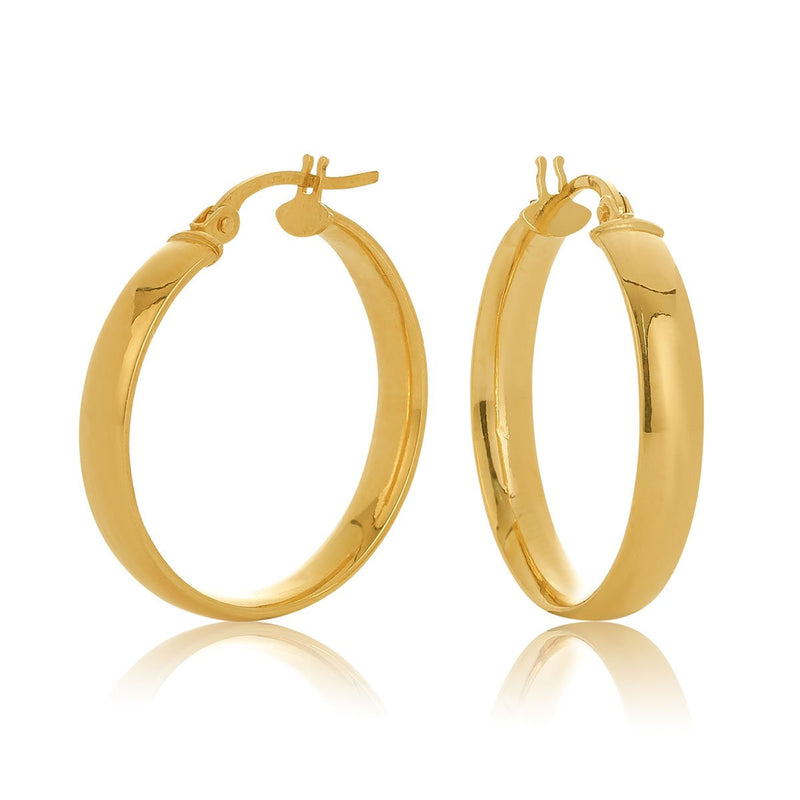 9ct Yellow Gold 20mm Half Round Hoop Earrings