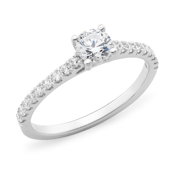 0.76ct Round Brilliant Cut Diamond Claw Set Engagement Ring in 18ct White Gold
