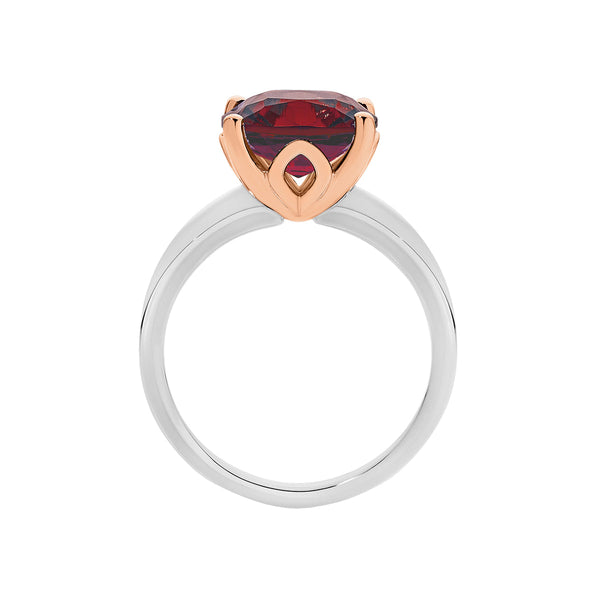 9ct White & Rose Gold Garnet Ring