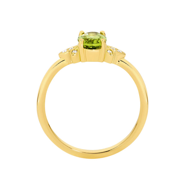 18ct Yellow Gold Peridot & Diamond Ring