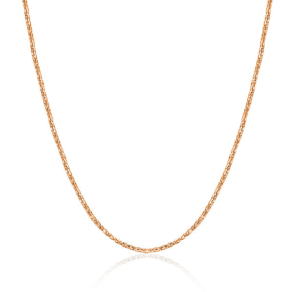 9ct Rose Gold Round Diamond Cut Wheat Link Chain