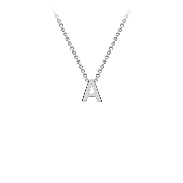 9ct White Gold 'A' Initial Adjustable Letter Necklace 38/43cm