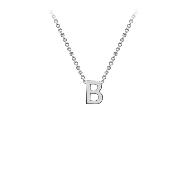 9ct White Gold 'B' Initial Adjustable Letter Necklace 38/43cm