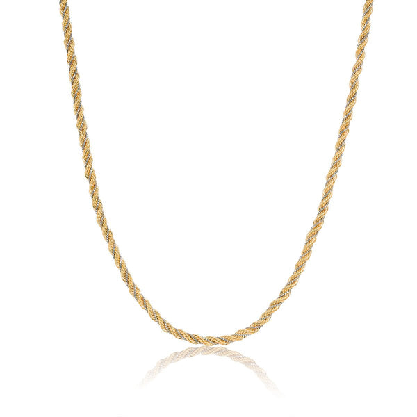 9ct Yellow & White Gold Rope Chain 45cm