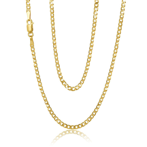 9ct Yellow Gold 2.4mm Open 6 Sided Curb Chain