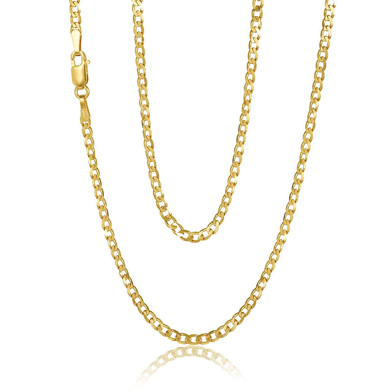 9ct Yellow Gold 2.4mm Open 6 Sided Curb Chain