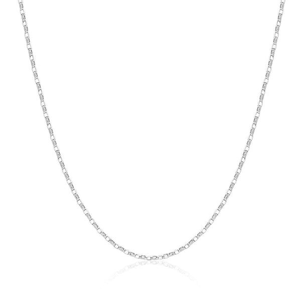 9ct White Gold 1.3mm Diamond Cut Oval Belcher Link Adjustable Chain