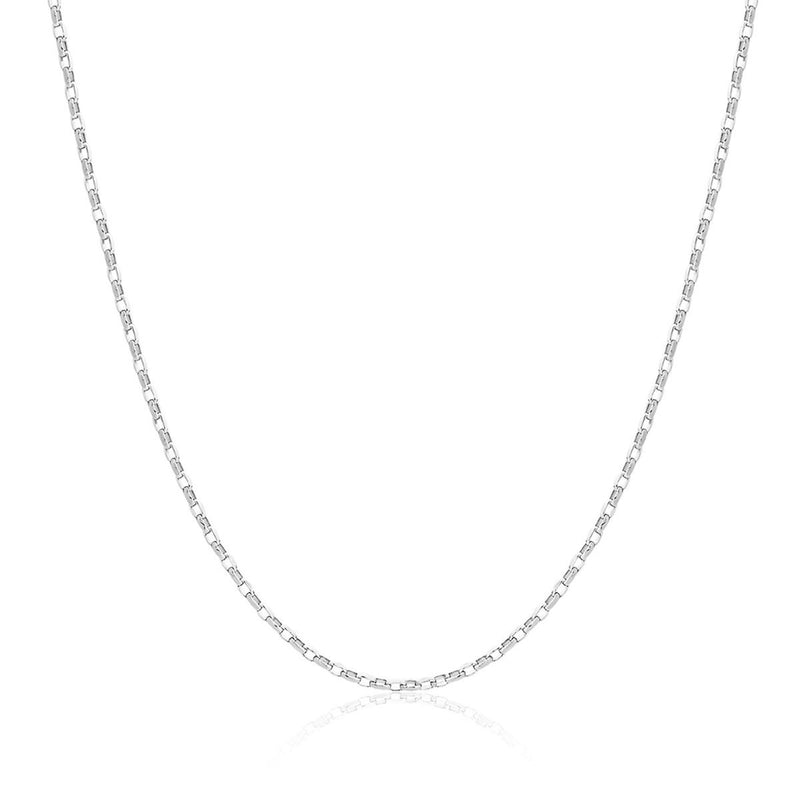 9ct White Gold 1.3mm Diamond Cut Oval Belcher Link Adjustable Chain