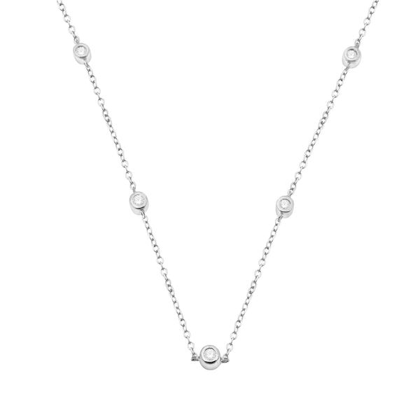 9ct white gold 0.07ct diamond necklet