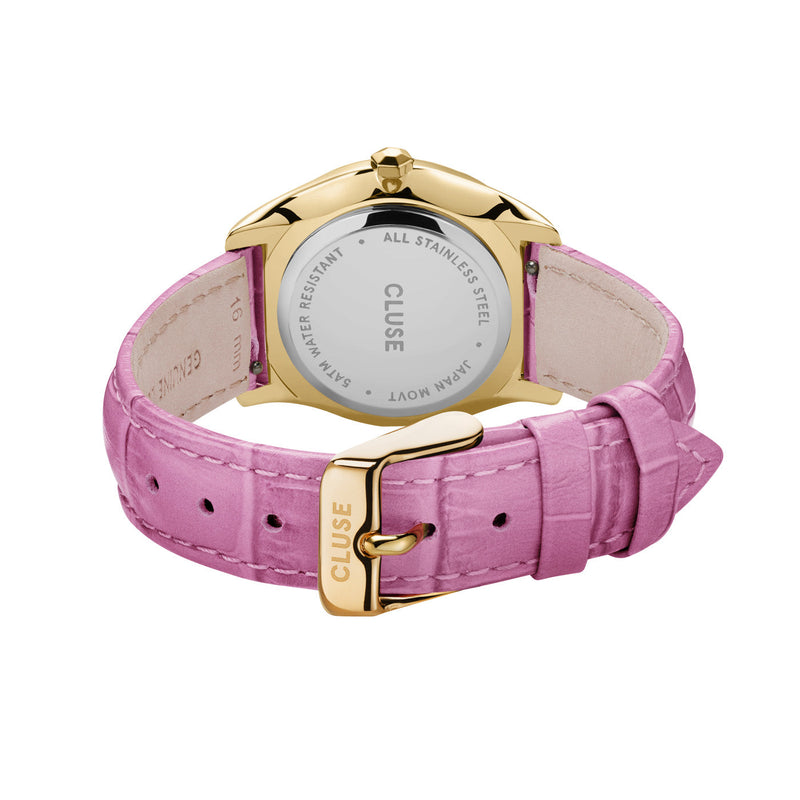 CLUSE Feroce Petite Gold White & Crocodile Pink Leather Watch CW11213
