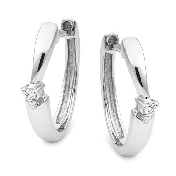 Diamond Claw Set Huggie Earrings in 9ct White Gold