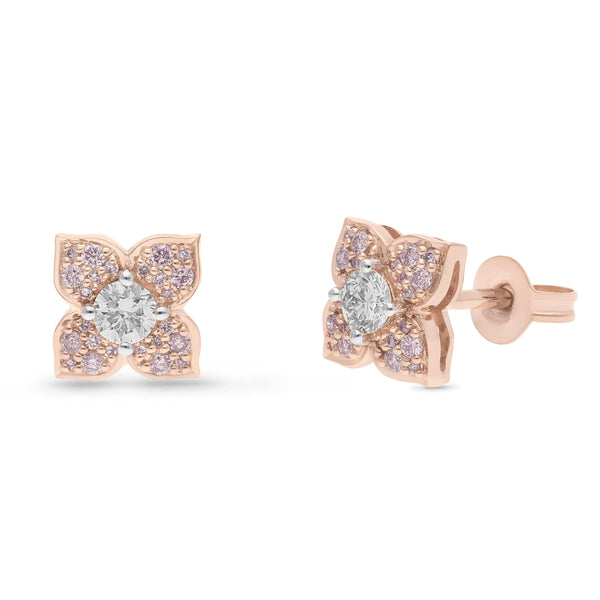 9ct Rose Gold Pink Diamond Earrings
