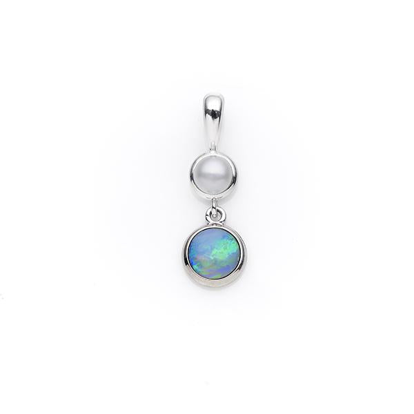 Sterling Silver White Opal & 4mm Freshwater Pearl Pendant
