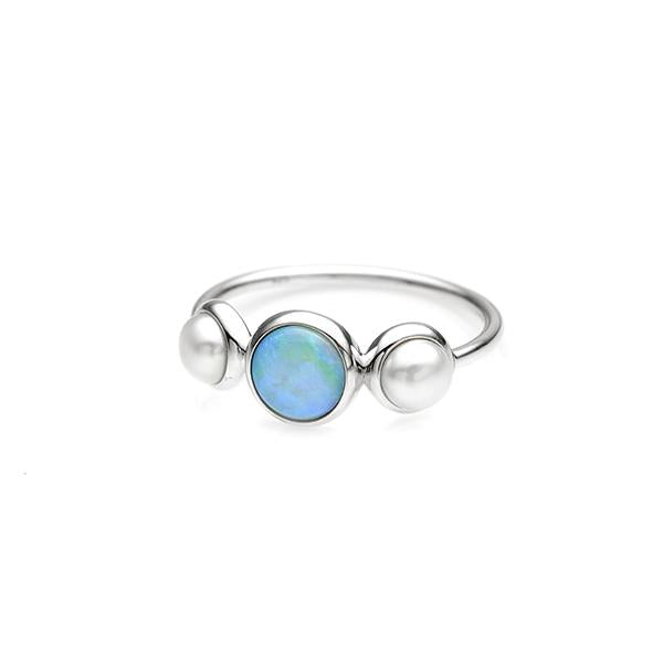 Sterling Silver Opal & Freshwater Pearl Ring
