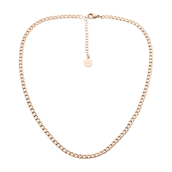 Stainless Steel Curb Chain Necklace 40cm+ Ext. With Rose Gold IP Plating 