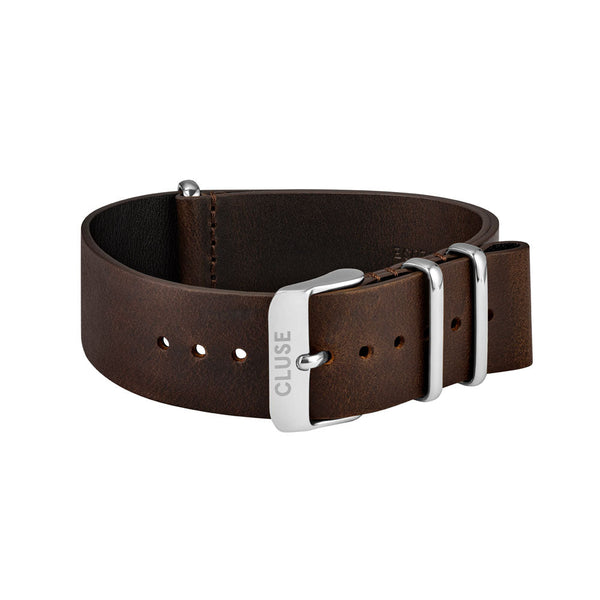 CLUSE 20mm Nato Strap Silver & Dark Brown CS1408101069