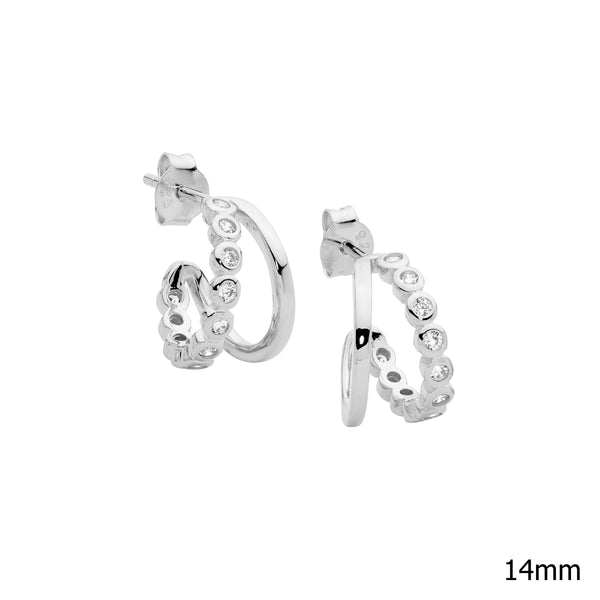 Sterling Silver 14mm Double Hoop Earrings