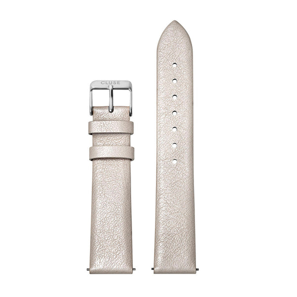 CLUSE 18mm Strap Warm White Metallic & Silver CS1408101055