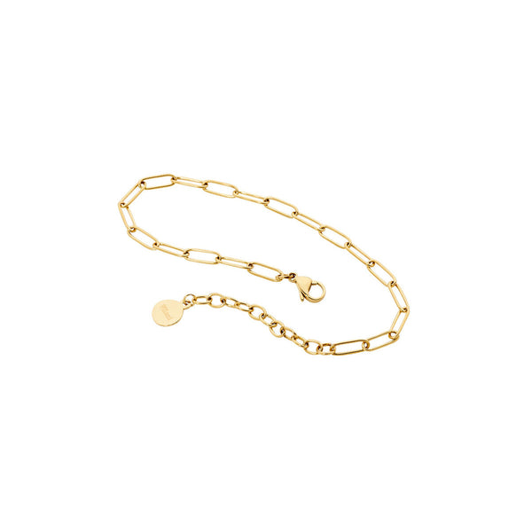 Stainless Steel Paperclip Chain Bracelet with Gold IP Plating 