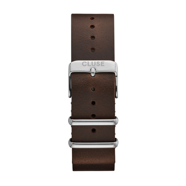 CLUSE 20mm Nato Strap Silver & Dark Brown CS1408101069