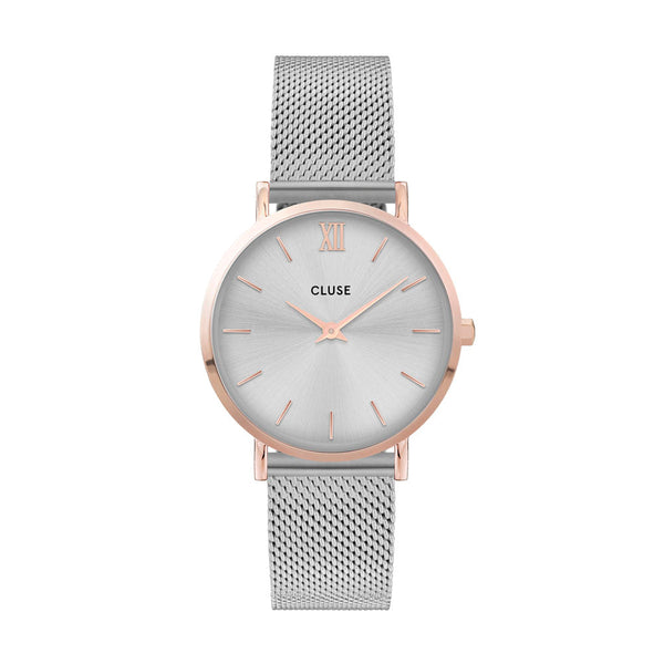 CLUSE Minuit Silver Rose Gold & Silver Mesh CW0101203004
