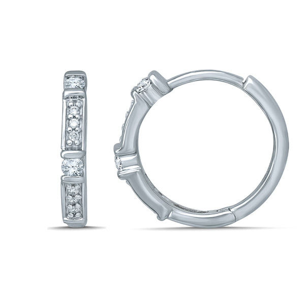 9ct White Gold 0.15ct Diamond Huggie Earrings