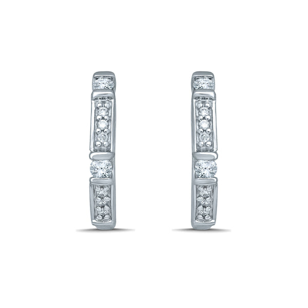 9ct White Gold 0.15ct Diamond Huggie Earrings